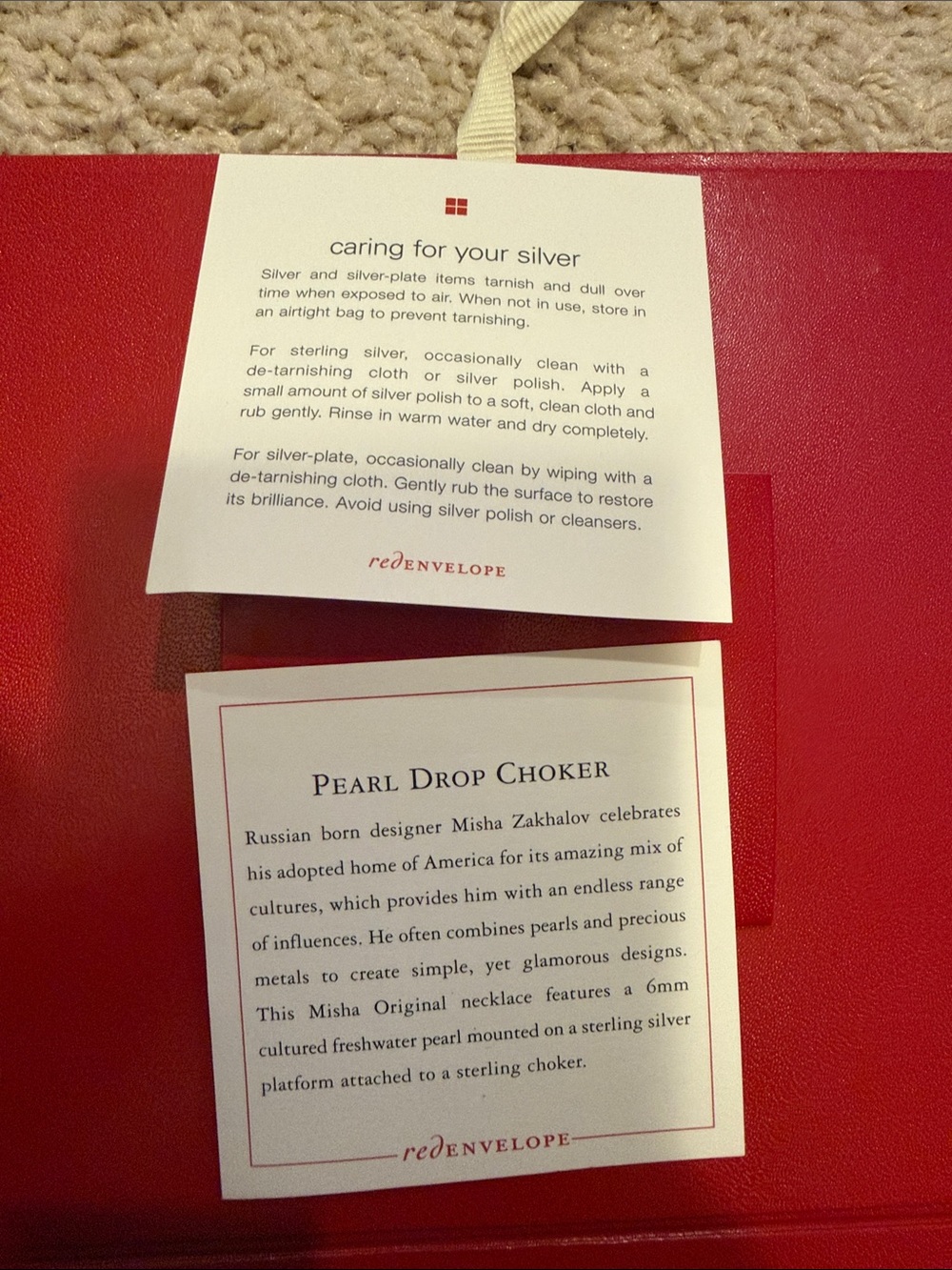 Red Envelope Pearl Drop Choker - Picture 4 of 4